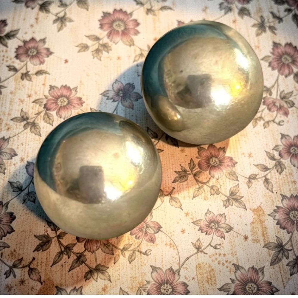 Vintage Sterling Silver Dome Round Stamped Stud Statement Earrings